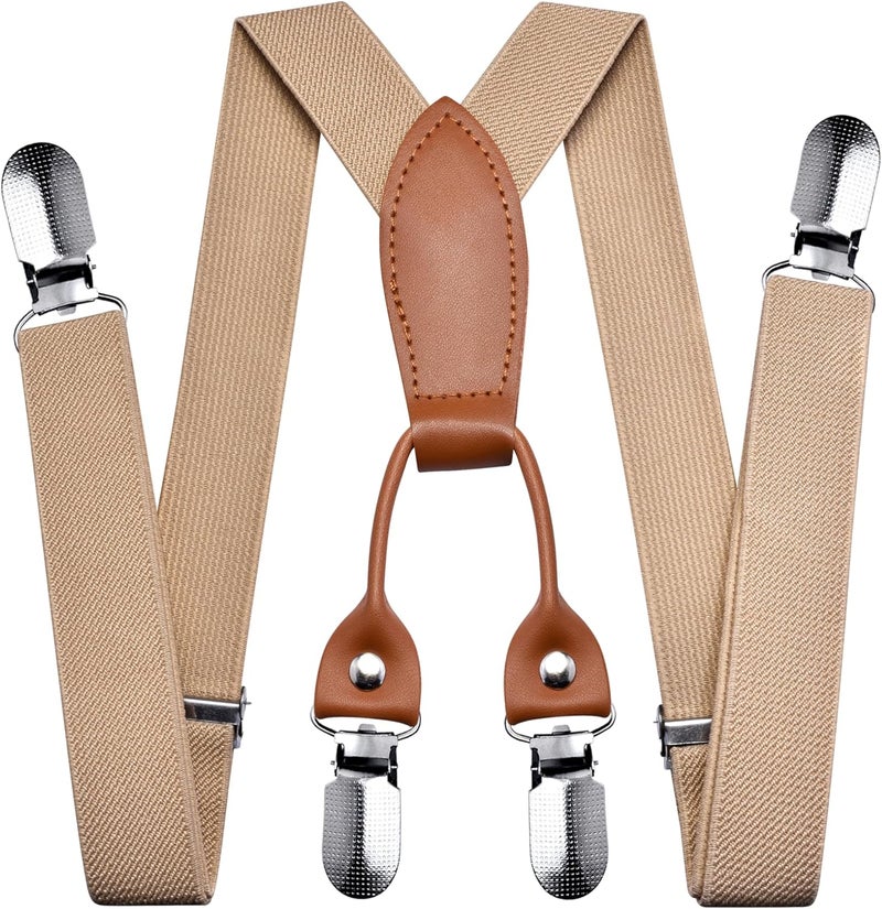 Branduce Solid Color Baby Boy Suspender with 4 Strong Clips Adjustable Kids Y Back Suspenders - Image 1